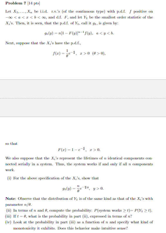 Solved Problem 7 14 Pts Let X1 X Be I I D R Vi S Chegg Com