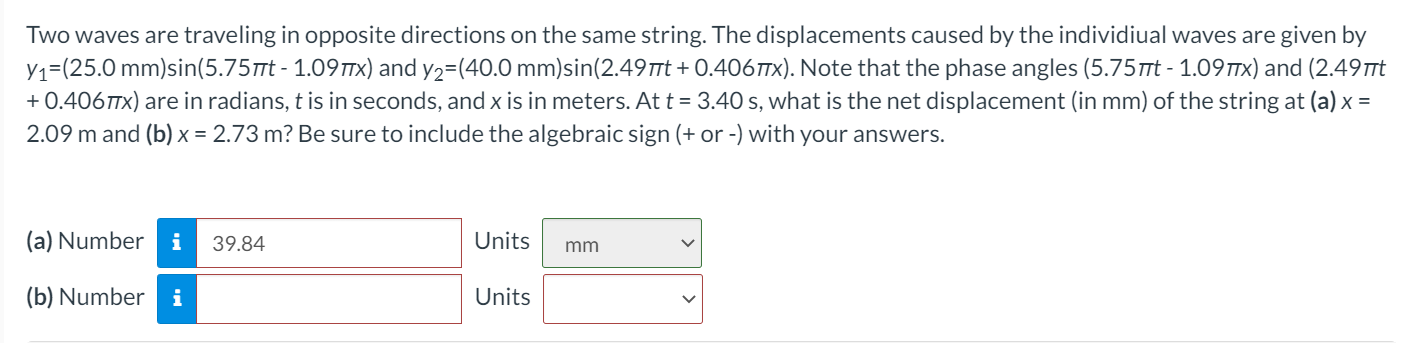 Solved Two waves are traveling in opposite directions on the | Chegg.com