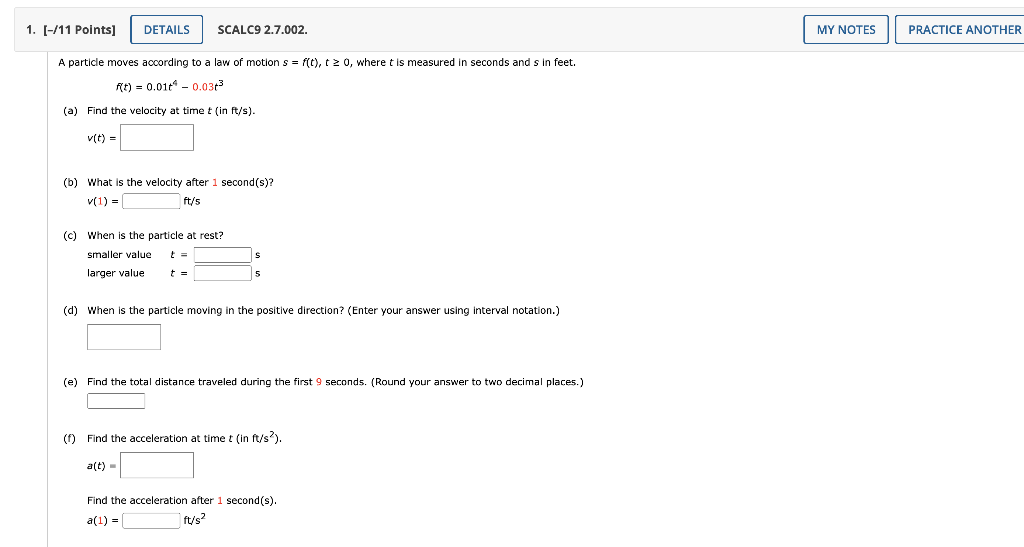 Solved A Particle Moves According To A Law Of Motion