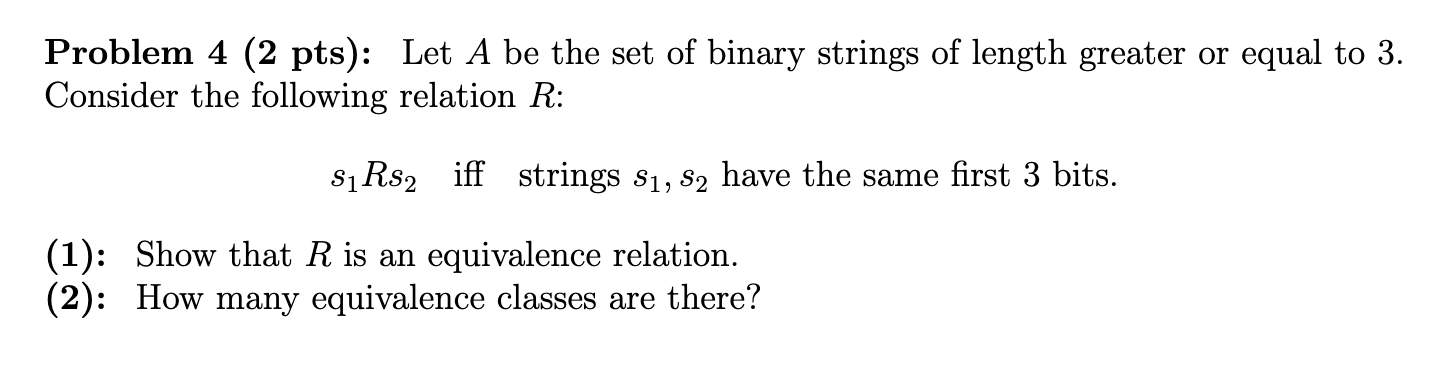 Solved Problem 4 (2 pts): Let A be the set of binary strings | Chegg.com