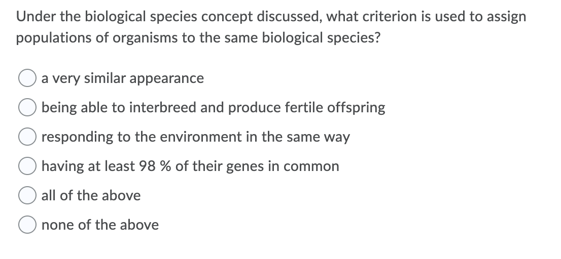 Solved Under The Biological Species Concept Discussed, What | Chegg.com