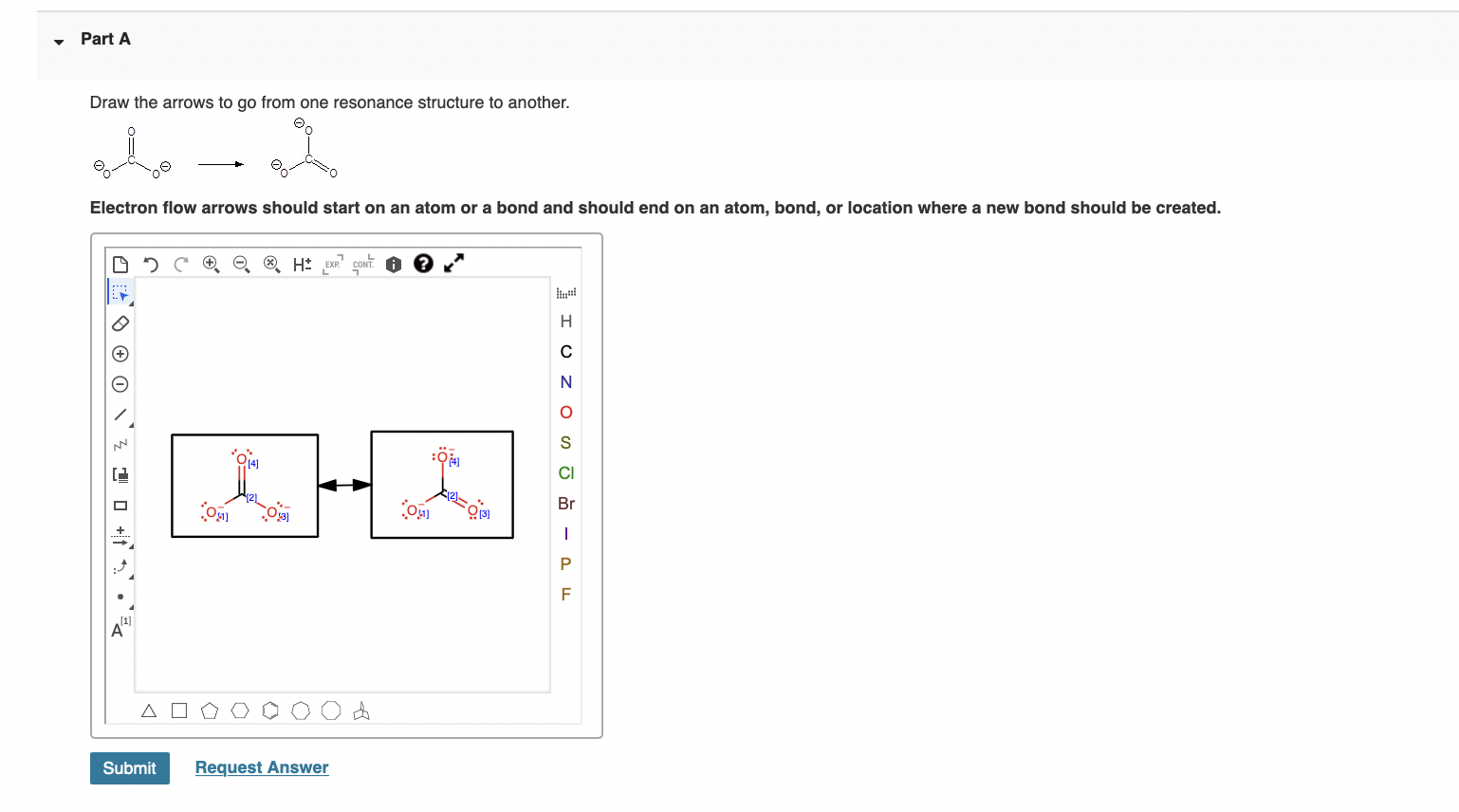 Solved Draw the arrows to go from one resonance structure to | Chegg.com