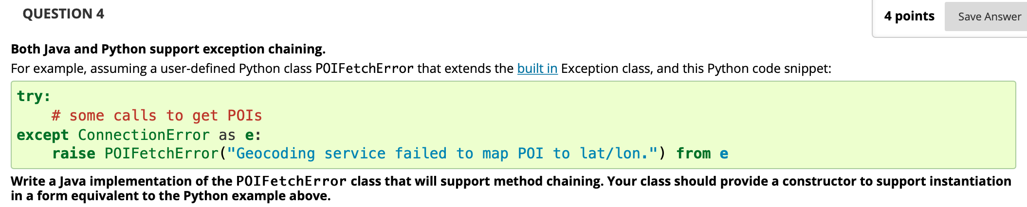 Solved QUESTION 4 4 points Save Answer Both Java and Python | Chegg.com