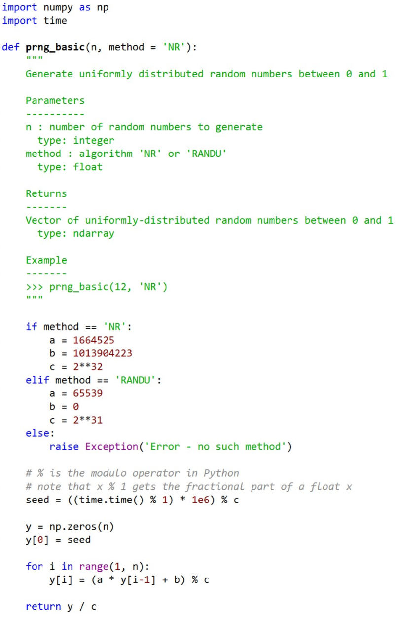 Pseudo Random Number Generation Method