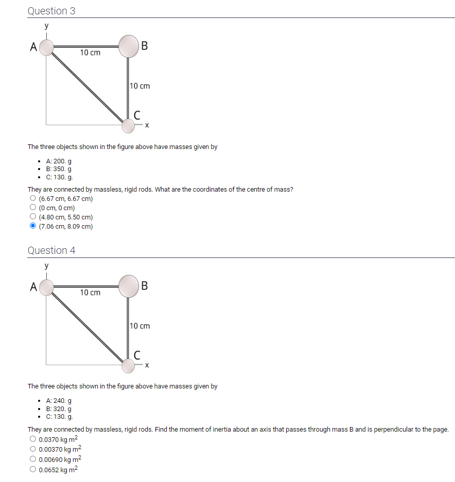 Solved Question 3 The three objects shown in the figure | Chegg.com
