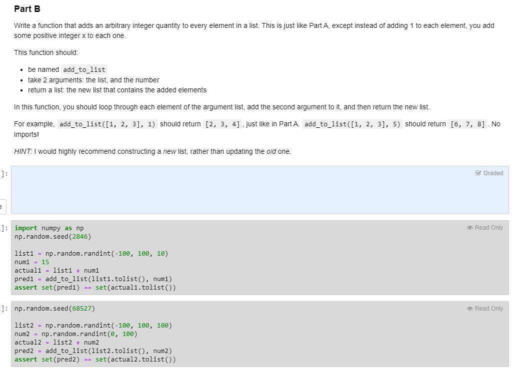 Solved Part B Write a function that adds an arbitrary | Chegg.com
