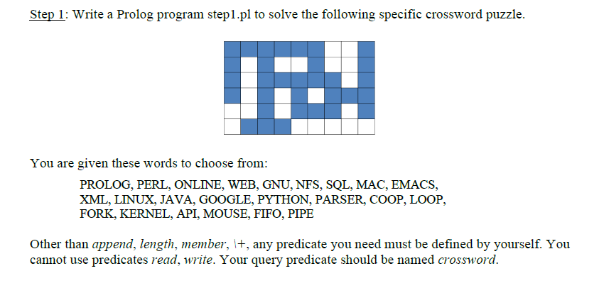Solved Step 1: Write a Prolog program step1.pl to solve the | Chegg.com