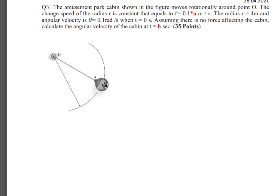 Solved Q3: The amusement park cabin shown in the figure | Chegg.com