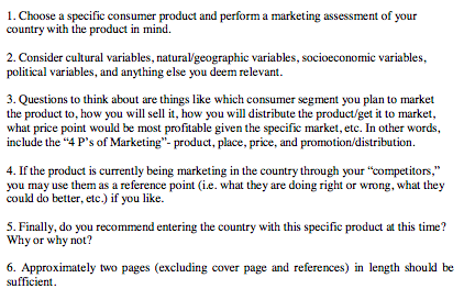 Solved 1. Choose a specific consumer product and perform a | Chegg.com