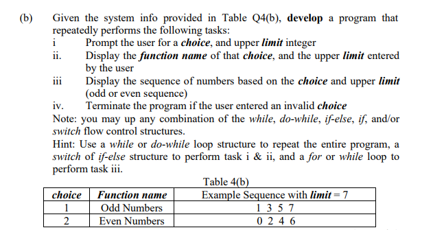 Solved (b) Given The System Info Provided In Table Q4(b), | Chegg.com