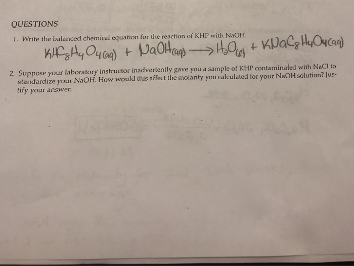 Spectacular Reaction Of Khp With Naoh Ap Physics 1 Cram Sheet