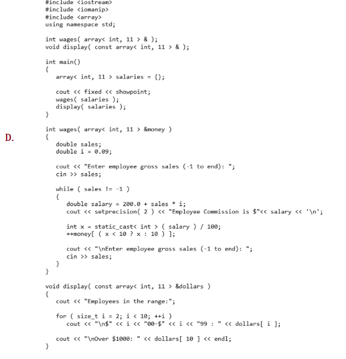 Solved Use a one-dimensional array to solve the following | Chegg.com