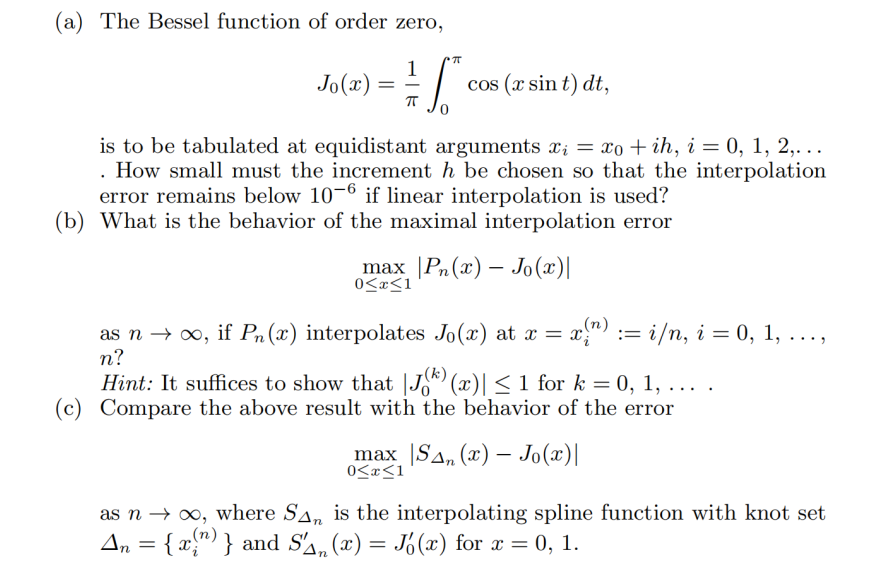 Solved (a) The Bessel function of order zero, π 1 Sc Jo(x)= | Chegg.com