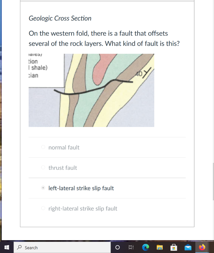 Solved Geologic Cross Section On the western fold, there is | Chegg.com