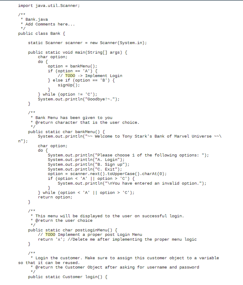 IN JAVA (in the code provided I highlighted where | Chegg.com