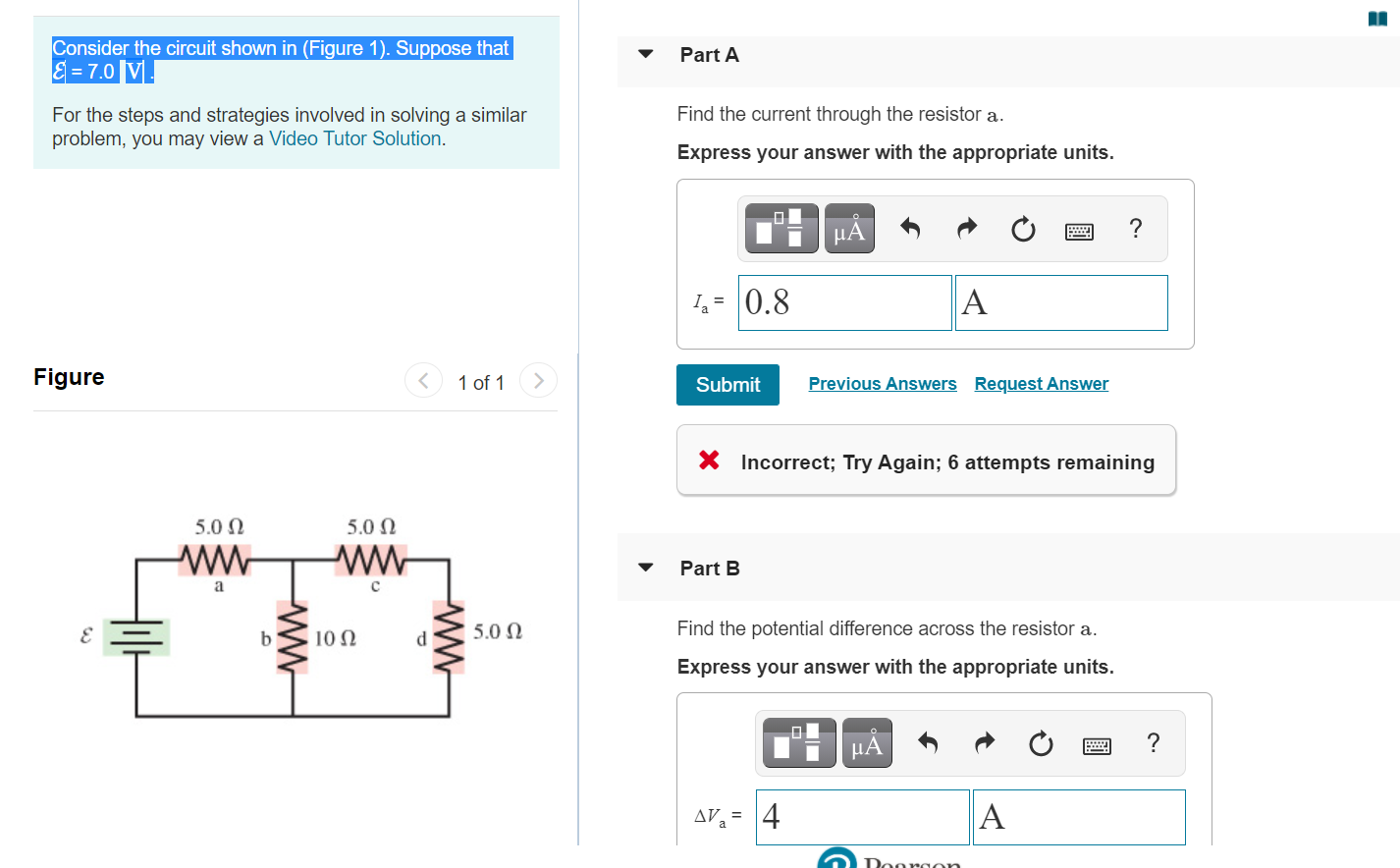 Solved PART A: Find the current through the resistor a PART | Chegg.com