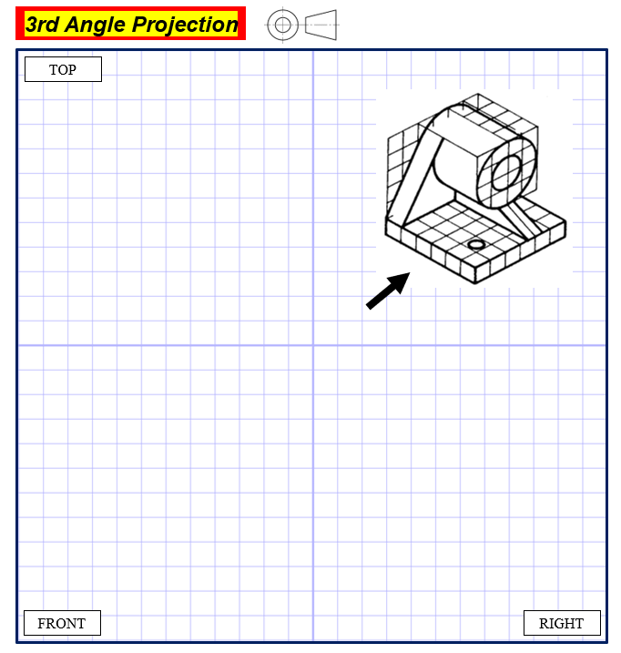 Solved 3rd Angle Projection TOP FRONT RIGHT | Chegg.com