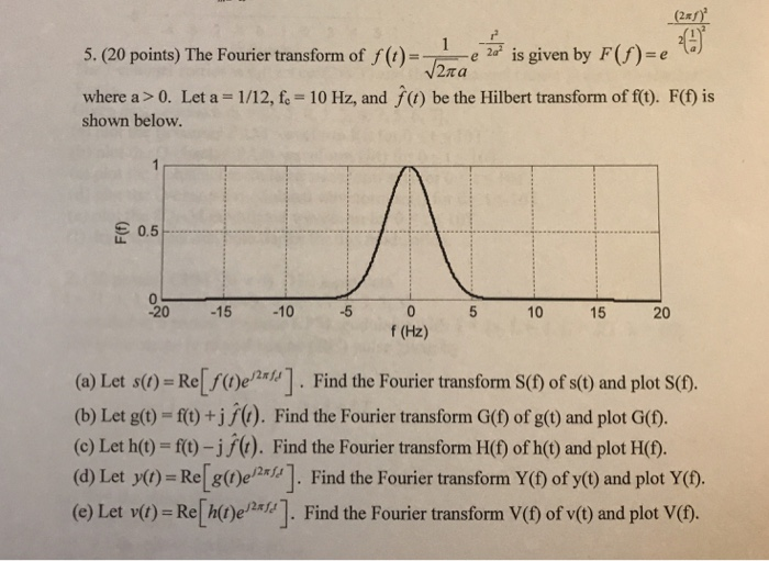 Solved 5. (20 points) The Fourier transform of f(te 2 is | Chegg.com