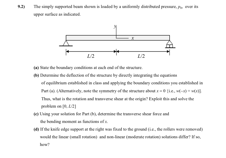 Solved 9.2) The simply supported beam shown is loaded by a | Chegg.com