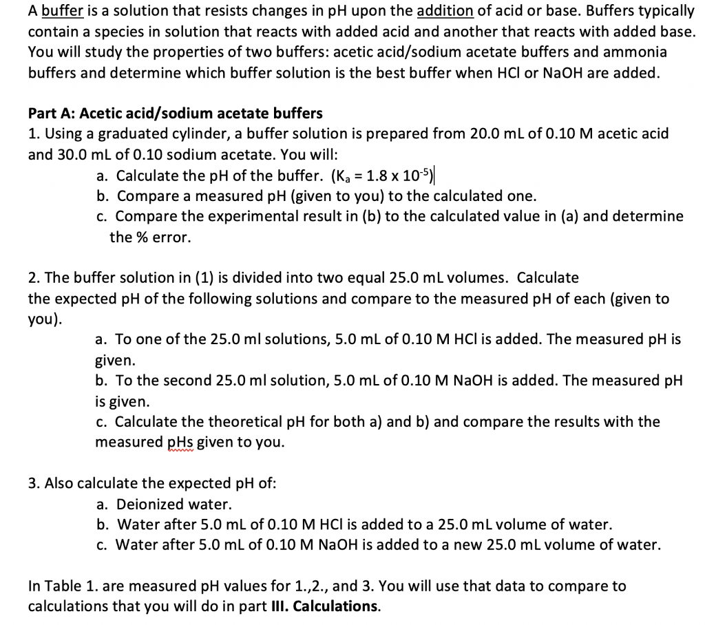 Solved A buffer is a solution that resists changes in pH
