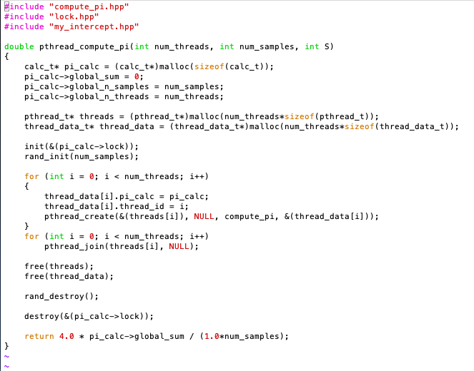 Concurrently compute pi (C/C++) in the skeleton given | Chegg.com