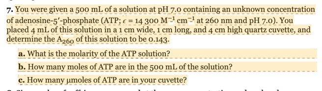 Solved 7. You were given a 500 mL of a solution at pH 7.0 | Chegg.com