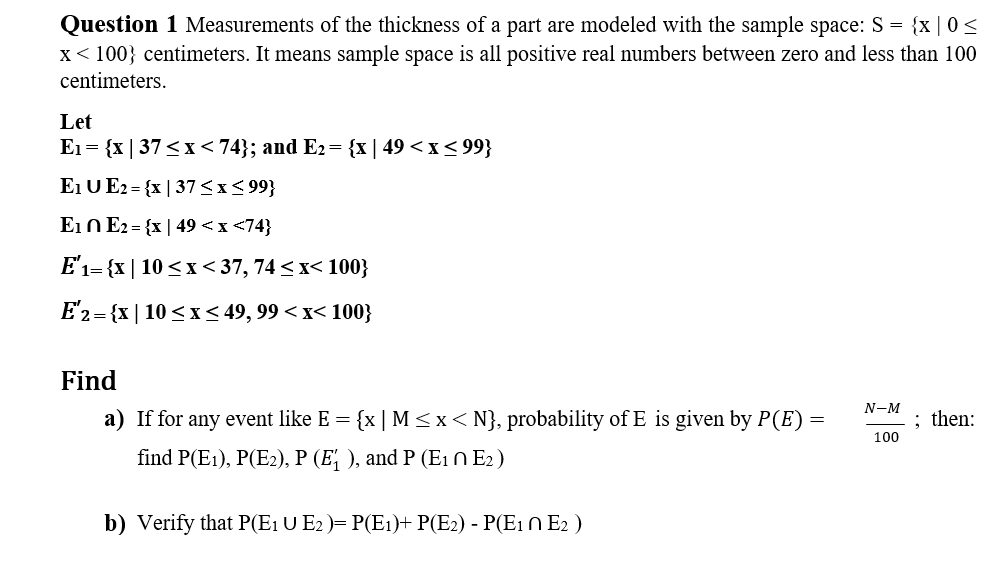 Question 1 Measurements Of The Thickness Of A Part Chegg Com