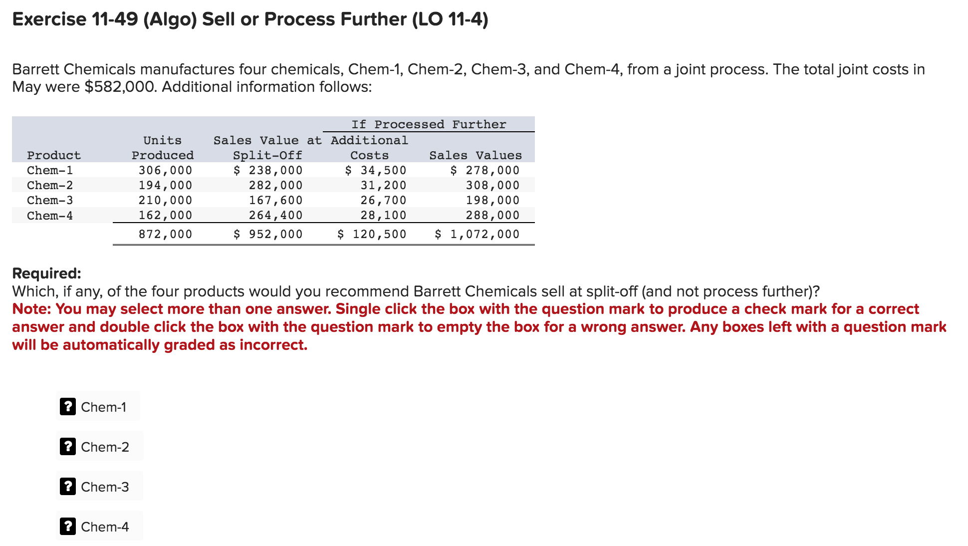 Solved Barrett Chemicals Manufactures Four Chemicals, | Chegg.com