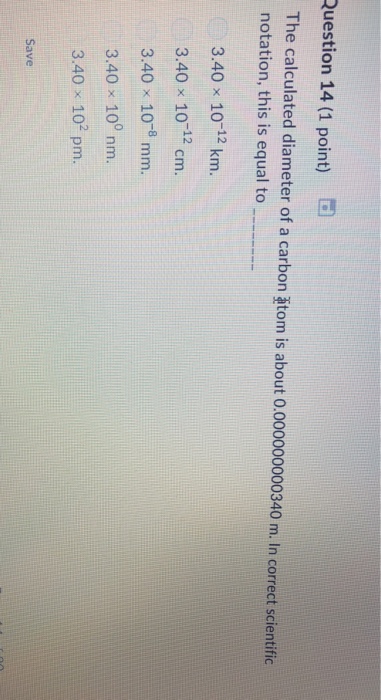 Solved Question 14 (1 point) L. The calculated diameter of a | Chegg.com