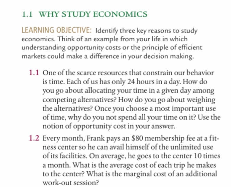 Solved 1.1 WHY STUDY ECONOMICS LEARNING OBJECTIVE: Identify | Chegg.com