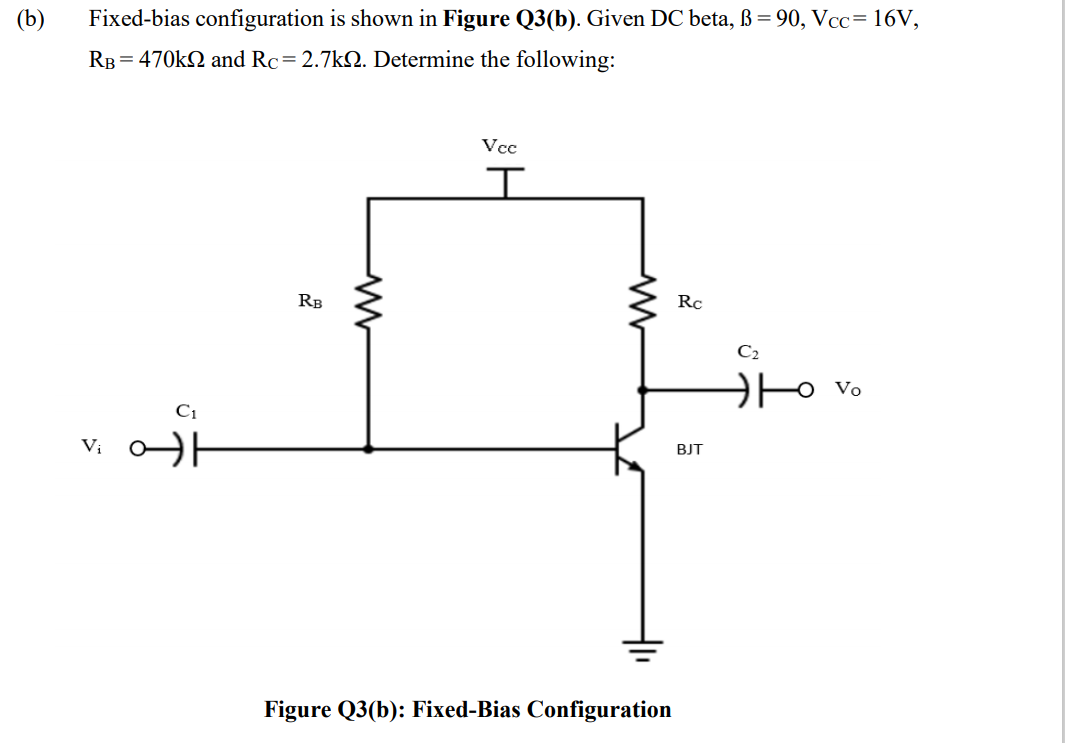 Solved (b) Fixed-bias Configuration Is Shown In Figure | Chegg.com