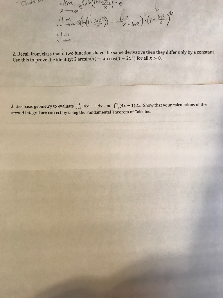 Solved Need help with questions 2 and 3, these are Calculus | Chegg.com