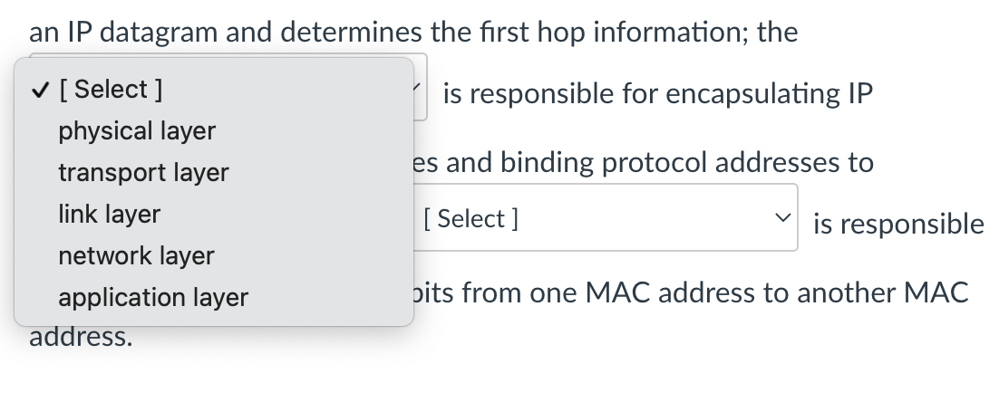 Solved In the internet protocol stack, the [Select] | Chegg.com