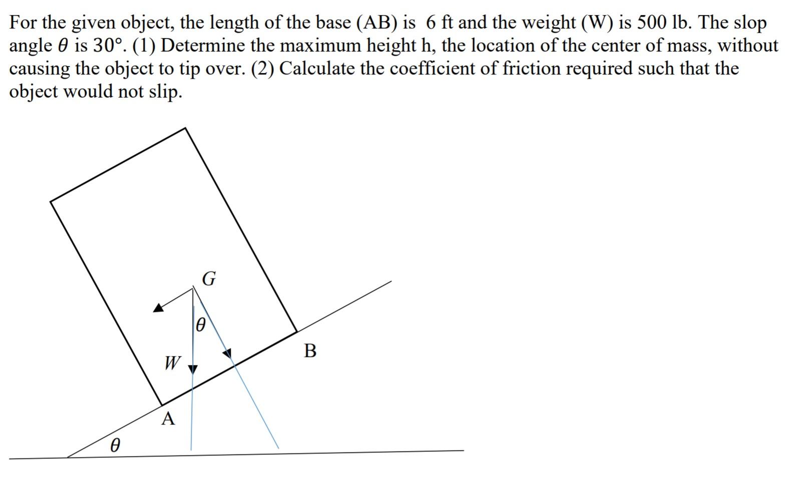 Solved For the given object, the length of the base (AB) is | Chegg.com
