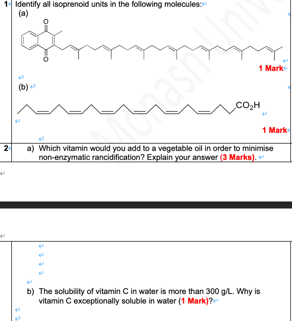Solved 14 Identify All Isoprenoid Units In The Following Chegg Com