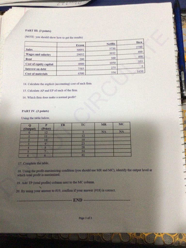 Solved PART II (3 points) (NOTE: you should show how to get | Chegg.com