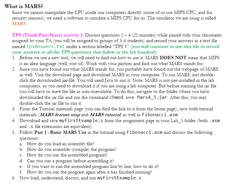 Solved What is MARS? Since we cannot manipulate the CPU