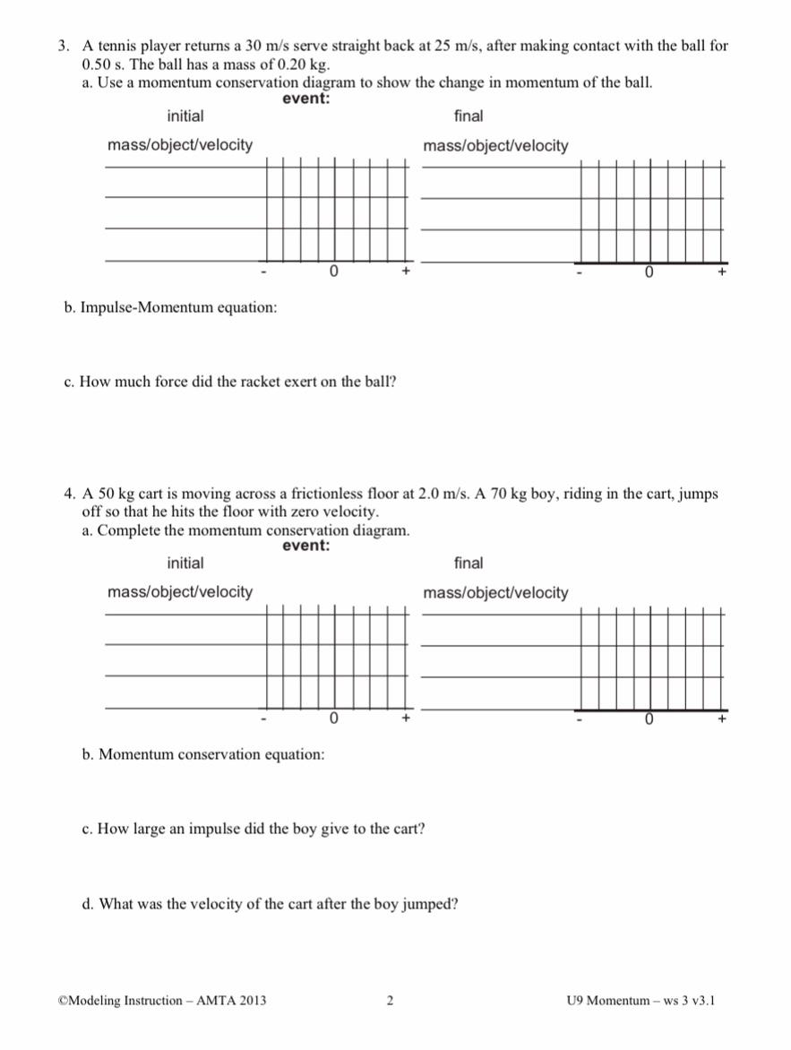 Impulsive Force Model Worksheet 3 Answers - Jabari-has-Dalton