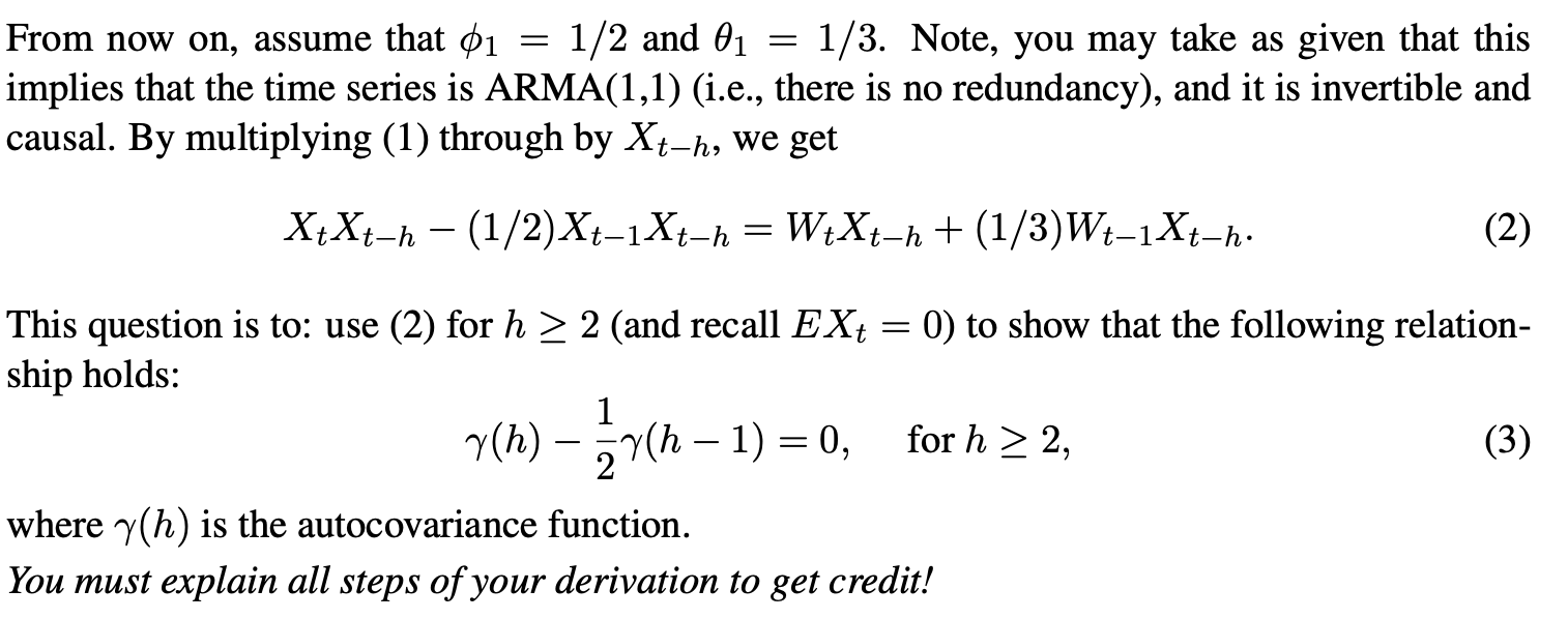 Solved From now on, assume that ϕ1=1/2 and θ1=1/3. Note, you | Chegg.com