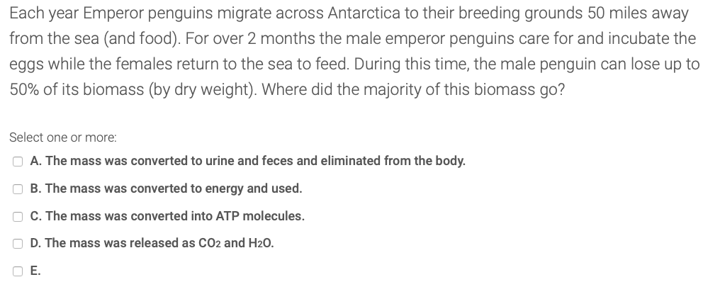 Solved Each year Emperor penguins migrate across Antarctica | Chegg.com