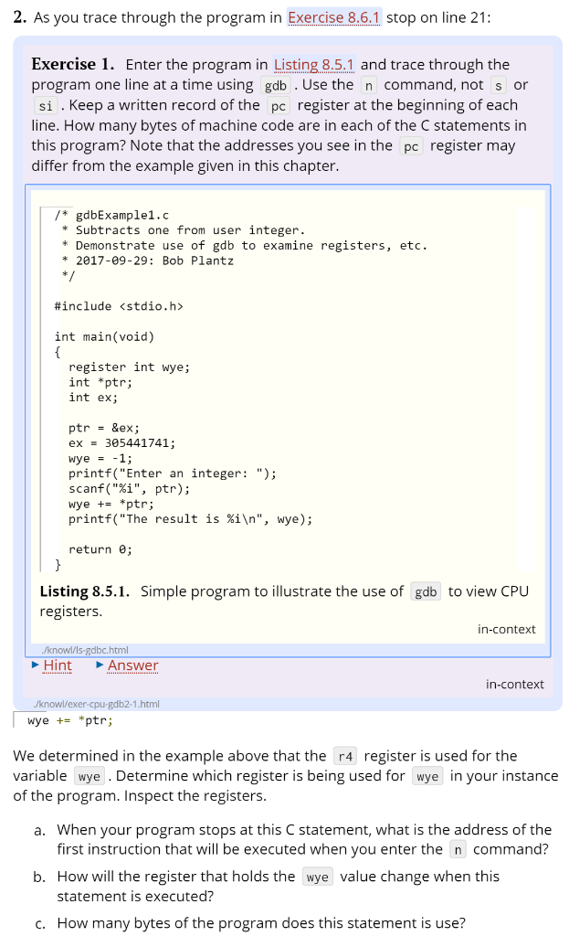 1. Enter the program in Listing 8.5.1 and trace | Chegg.com