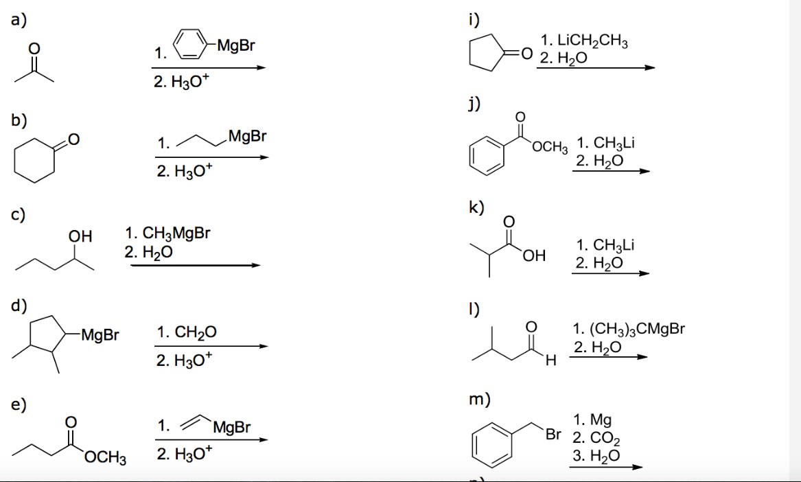 Solved Complete The Following Reactions A I 1 Mgbr O Chegg Com