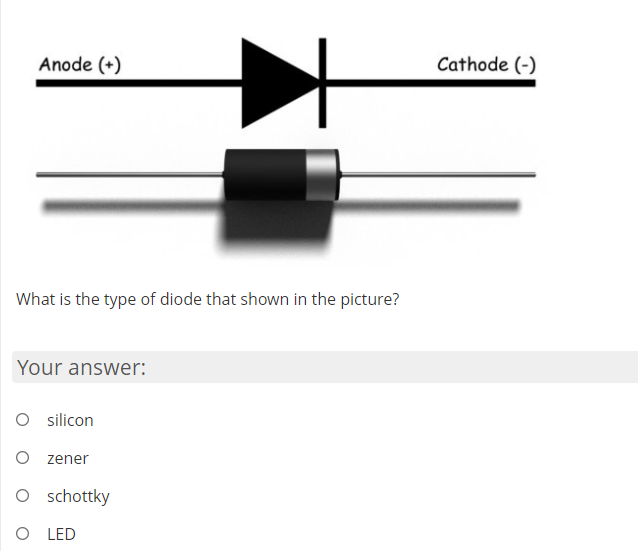 Solved Anode (+) Cathode (-) What is type of diode | Chegg.com