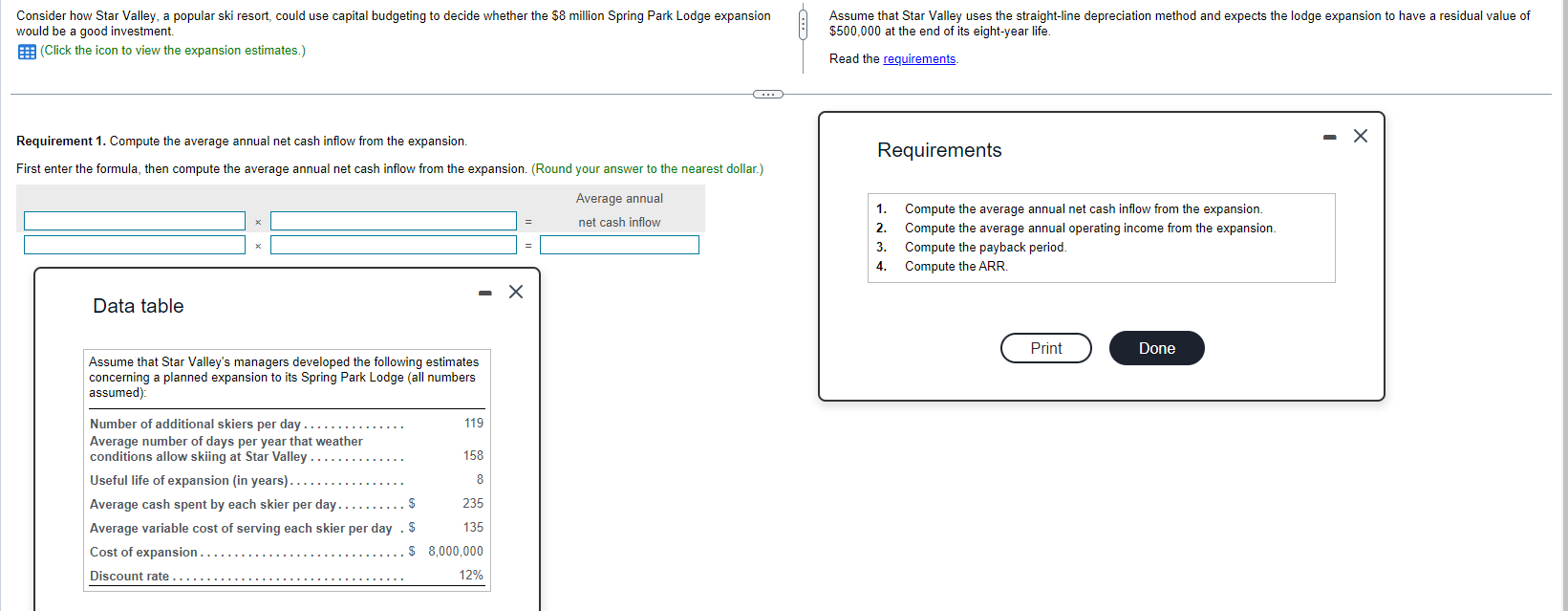 Solved Requirement 1. Compute the average annual net cash | Chegg.com
