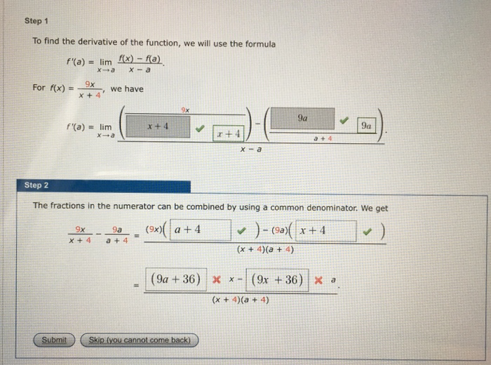 Solved Step 1 To fid the derivative f the function, we wil | Chegg.com