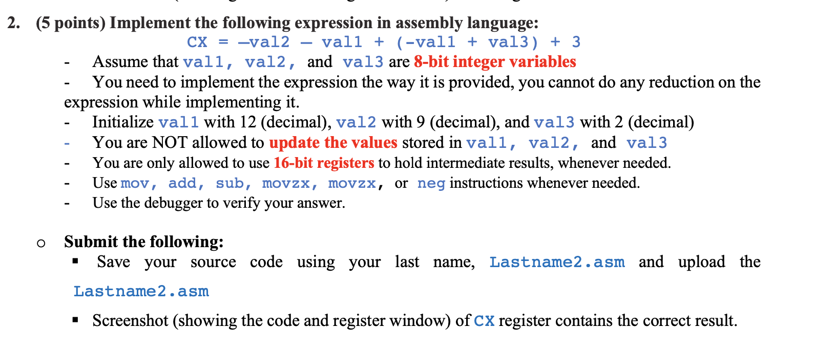 Solved ASSEMBLY LANGUAGE YOU CAN ONLY USE MOV ADD SUB MOVZX