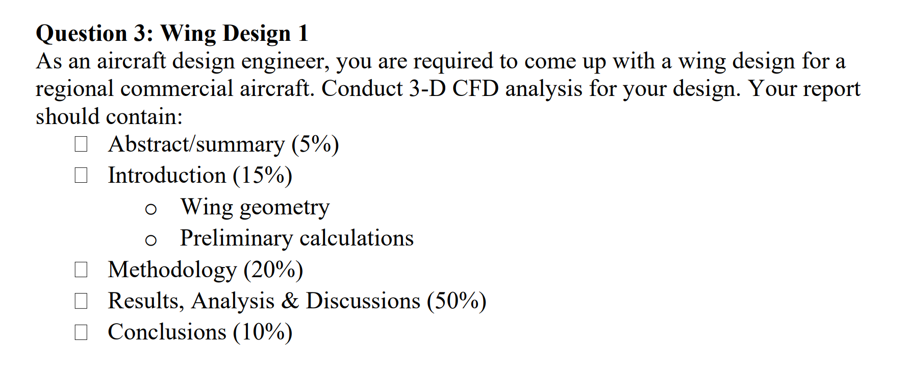 Solved Question 3: Wing Design 1 As an aircraft design | Chegg.com
