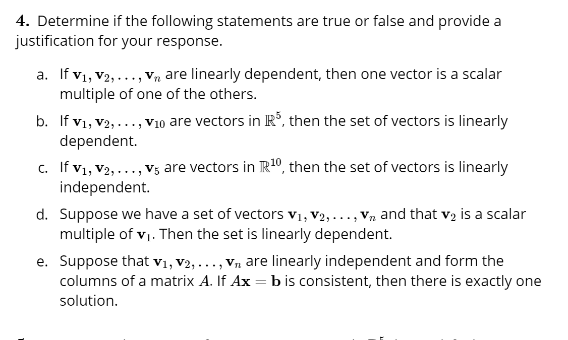 Solved 4. Determine If The Following Statements Are True Or | Chegg.com