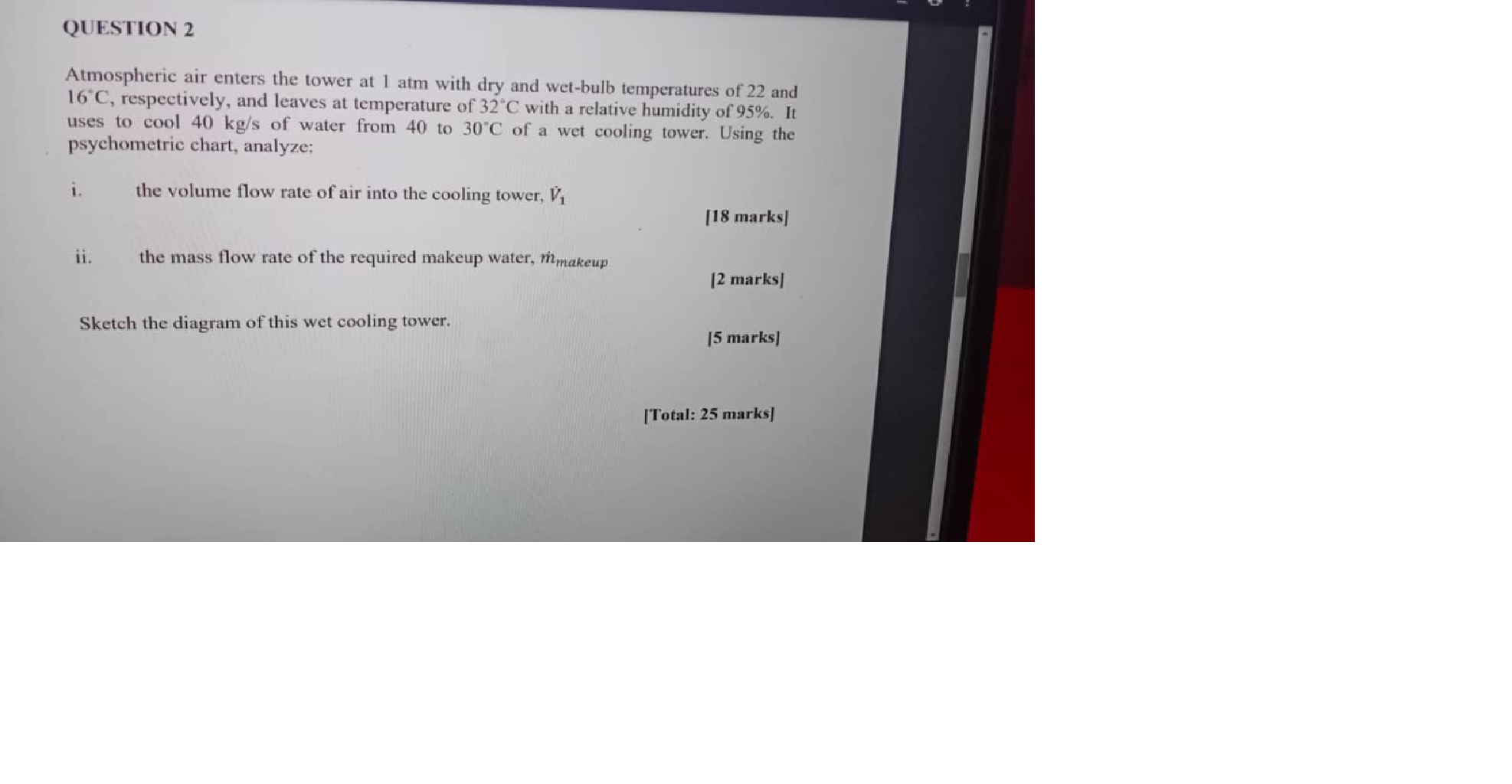 Solved QUESTION 2 Atmospheric Air Enters The Tower At 1 Atm | Chegg.com