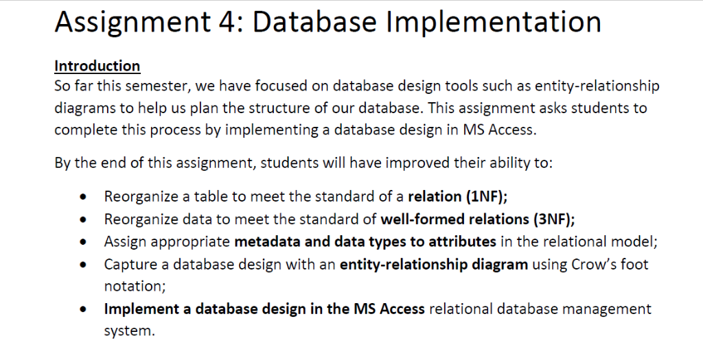 Solved Assignment 4: Database Implementation Introduction So | Chegg.com